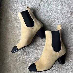 NWT CHANEL Beige and Black Ankle Boots